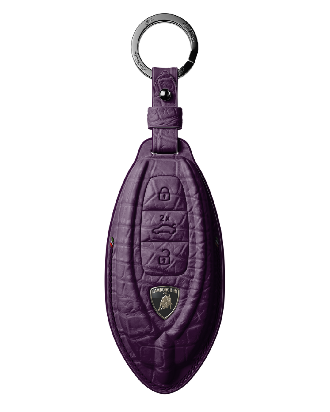 ETK BESPOKE GENUINE CROCODILE KEY COVER FOR LAMBORGHINI TYPE II — CLASSIC ITALIAN TRICOLORE SPECIFICATION