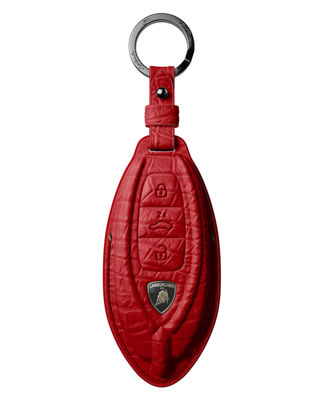 ETK BESPOKE GENUINE CROCODILE KEY COVER FOR LAMBORGHINI TYPE II — CLASSIC ITALIAN TRICOLORE SPECIFICATION