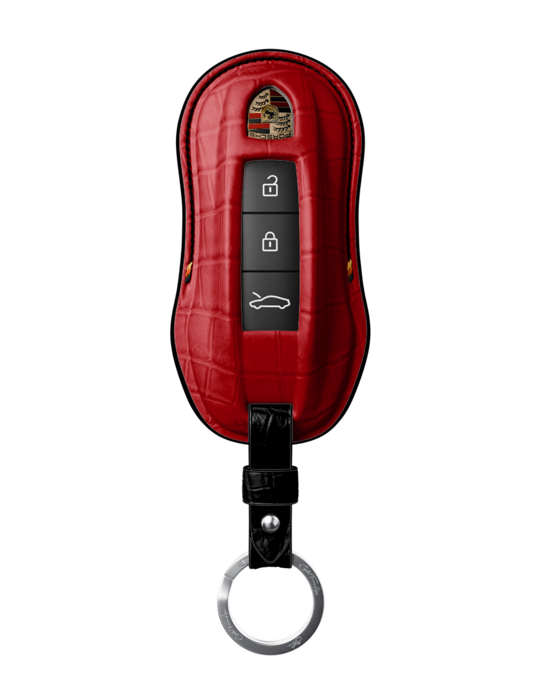 ETK BESPOKE GENUINE CROCODILE KEY COVER FOR PORSCHE — SCHWARZ TRICOLOR SPECIFICATION