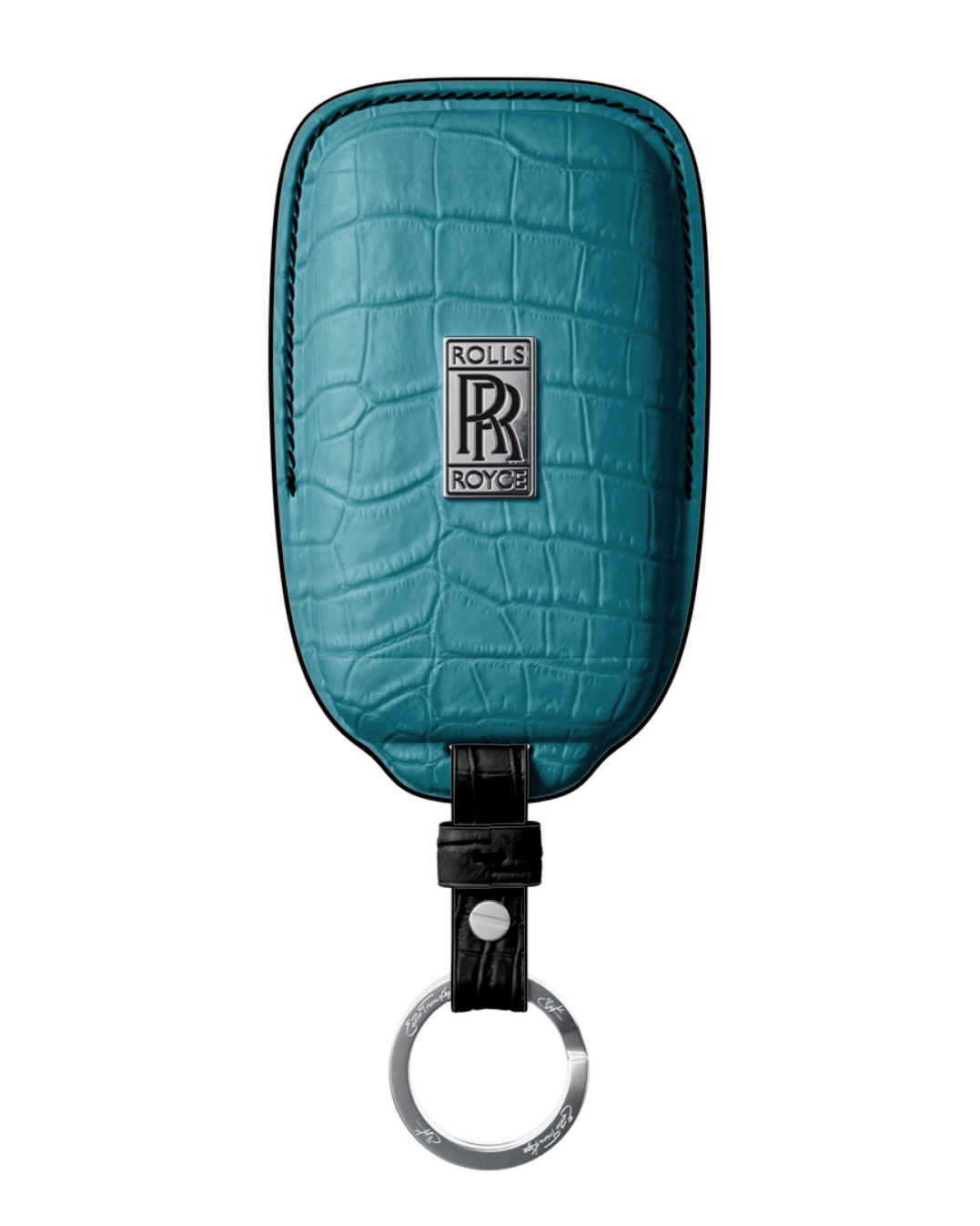 ETK BESPOKE TURQUOISE CROCODILE KEY COVER FOR ROLLS ROYCE — BLACK DETAILS