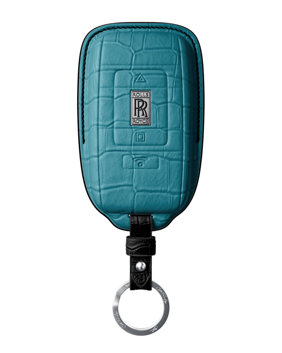 ETK BESPOKE TURQUOISE CROCODILE KEY COVER FOR ROLLS ROYCE — BLACK DETAILS
