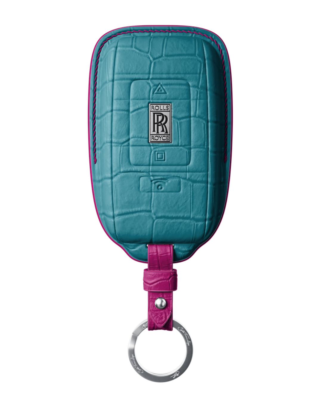 ETK BESPOKE TURQUOISE CROCODILE KEY COVER FOR ROLLS ROYCE — HOT PINK DETAILS