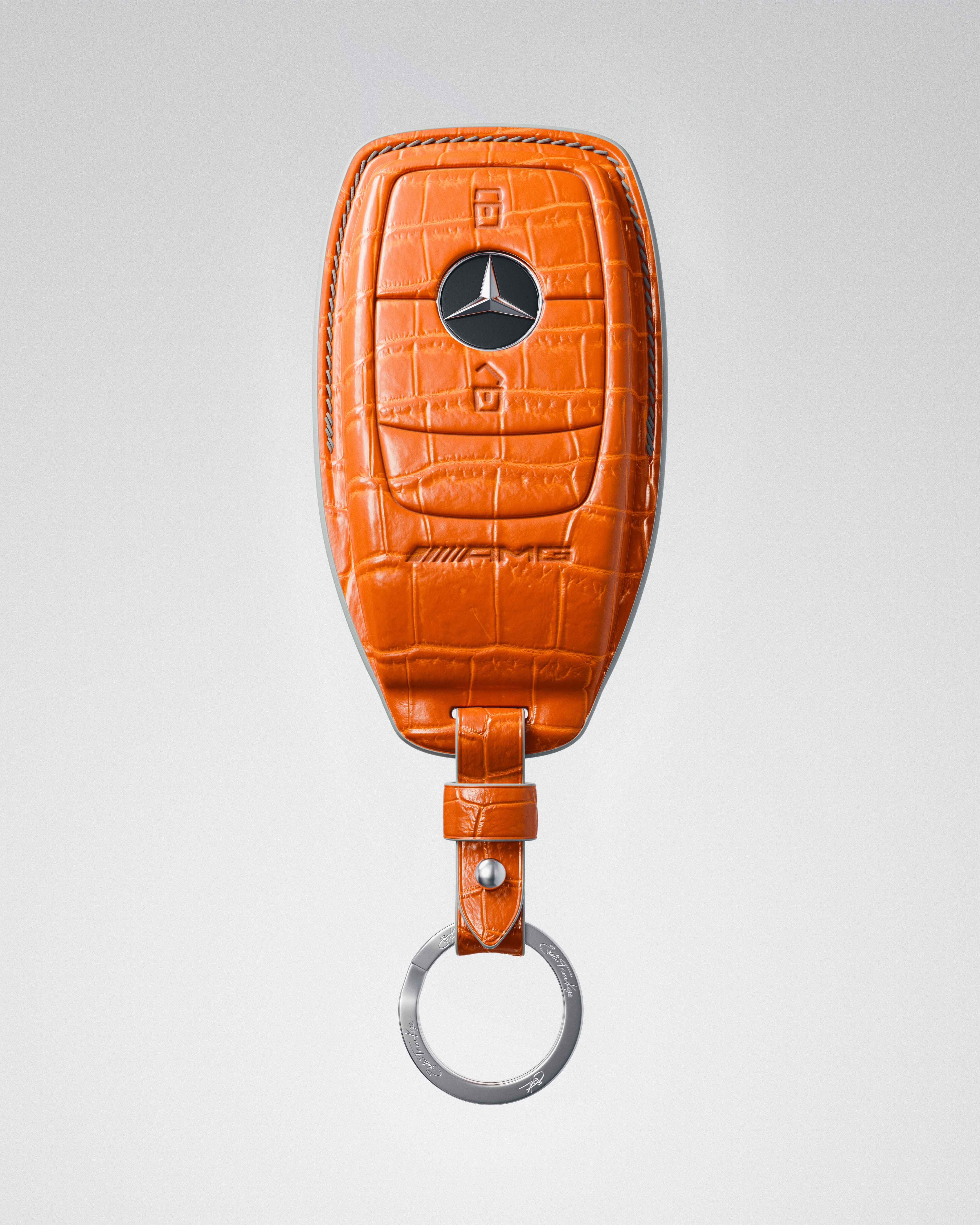 BESPOKE ETK ORANGE CROCODILE KEY COVER FOR MERCEDES