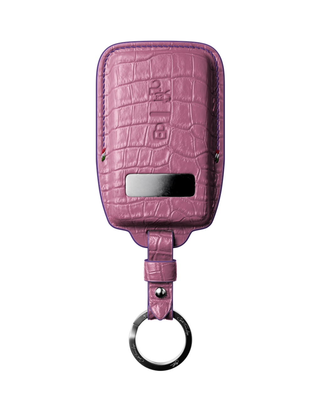 ETK BESPOKE BABY PINK CROCODILE KEY COVER FOR FERRARI — AMETHYST DETAILS