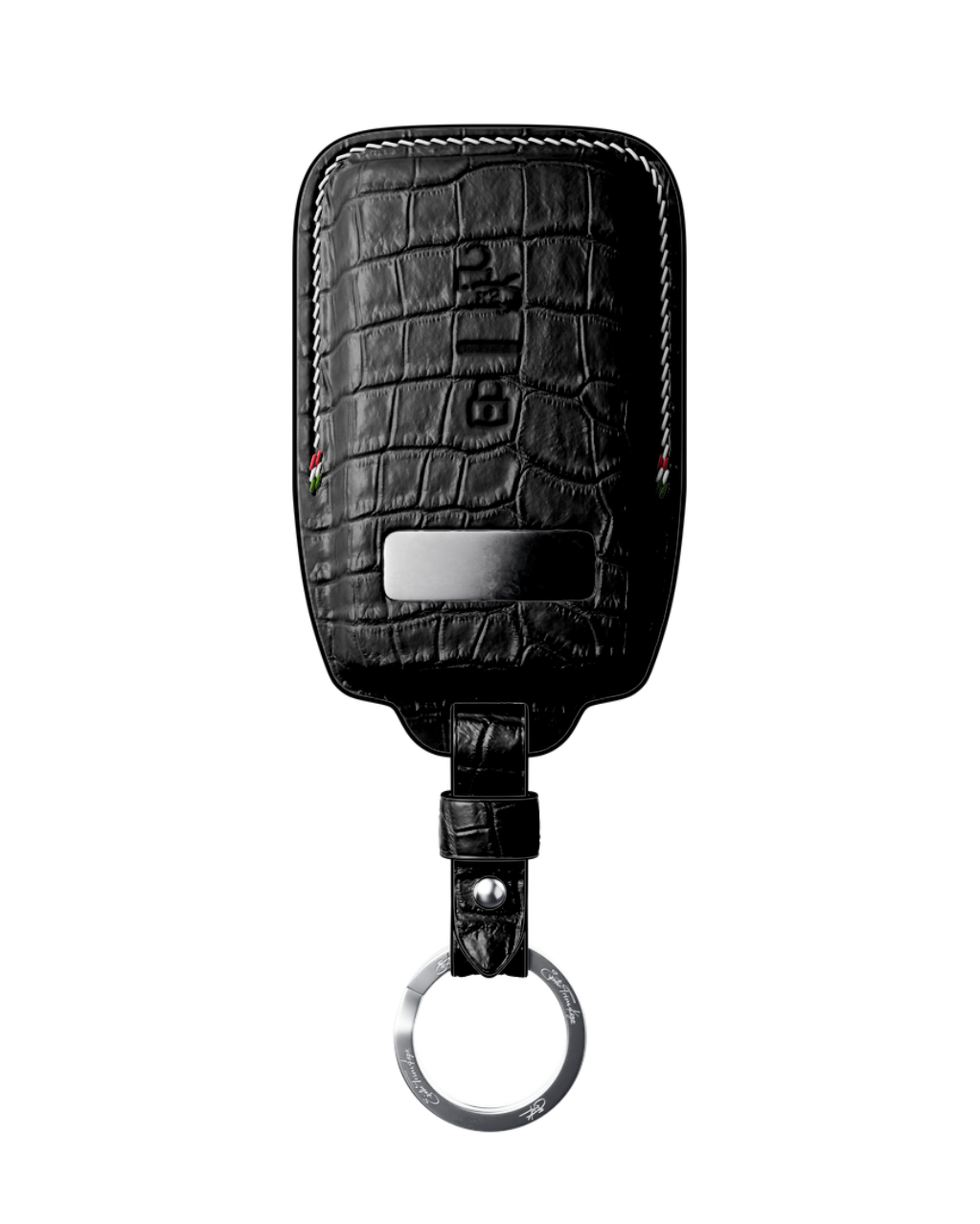 ETK BESPOKE BLACK CROCODILE KEY COVER FOR FERRARI — WHITE & RED DETAILS