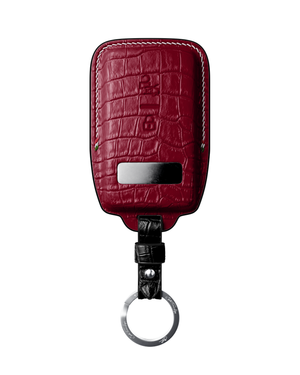 ETK BESPOKE BORDEAUX CROCODILE KEY COVER FOR FERRARI — WHITE & BLACK DETAILS