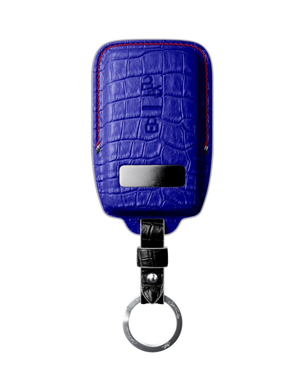 ETK BESPOKE ELECTRIC BLUE CROCODILE KEY COVER FOR FERRARI — RED & BLACK DETAILS