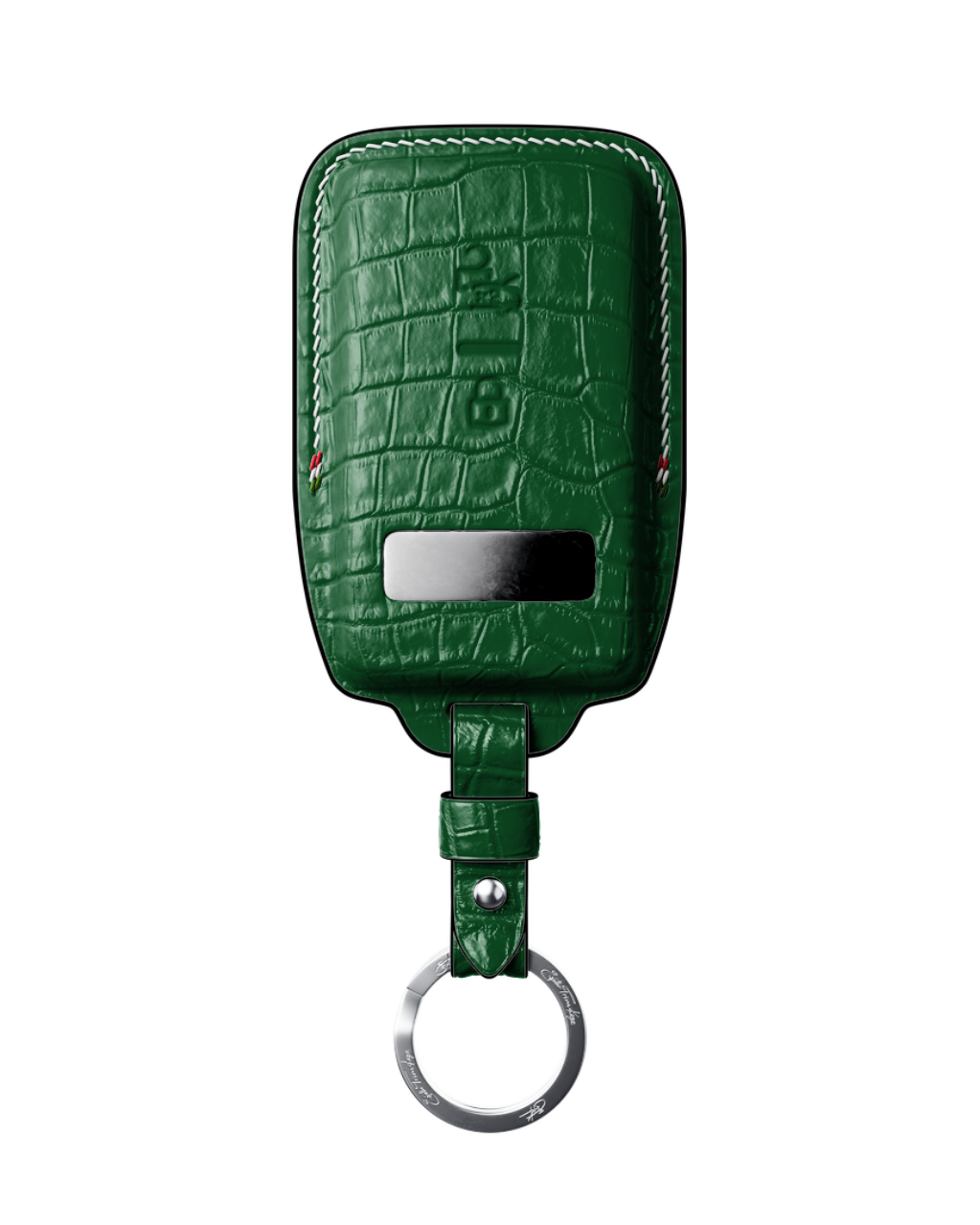 ETK BESPOKE GREEN CROCODILE KEY COVER FOR FERRARI — WHITE & BLACK DETAILS