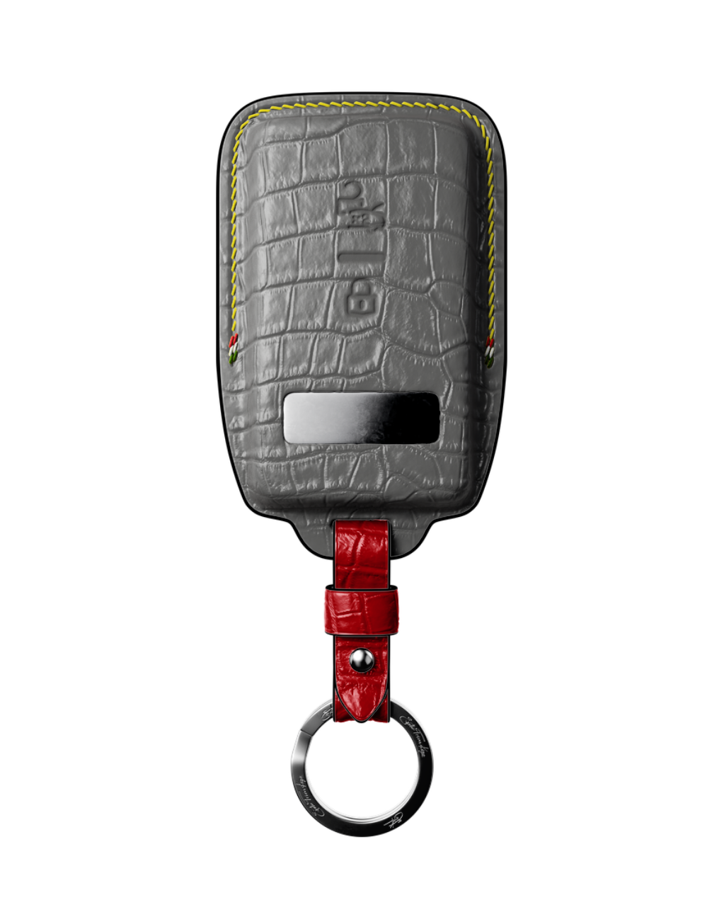 ETK BESPOKE GREY CROCODILE KEY COVER FOR FERRARI — THREE-TONE DETAILS