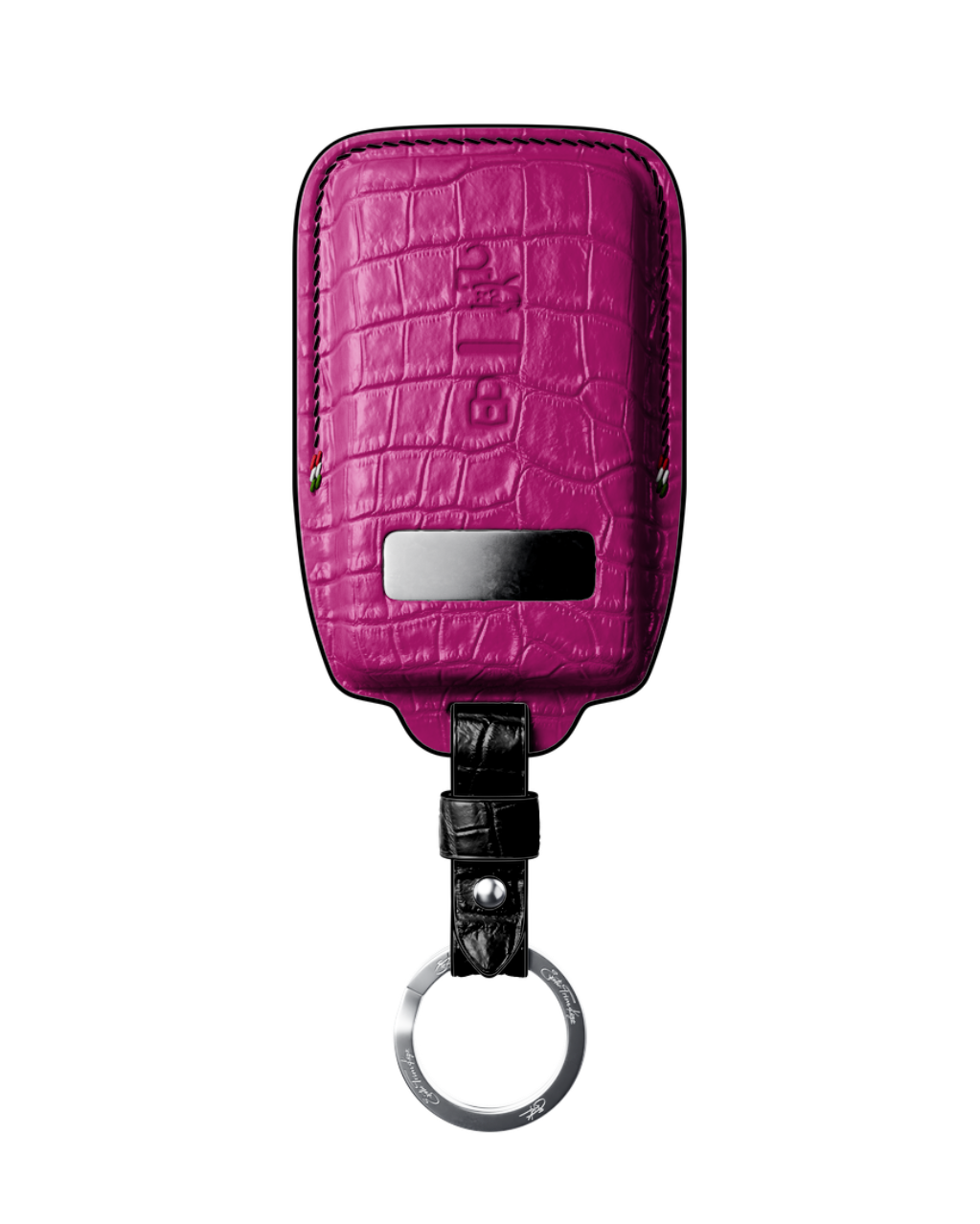 ETK BESPOKE HOT PINK CROCODILE KEY COVER FOR FERRARI — BLACK DETAILS