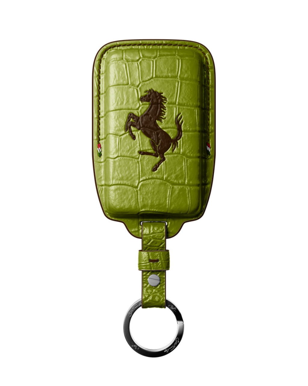 ETK BESPOKE LIME GREEN CROCODILE KEY COVER FOR FERRARI — COFFEE DETAILS