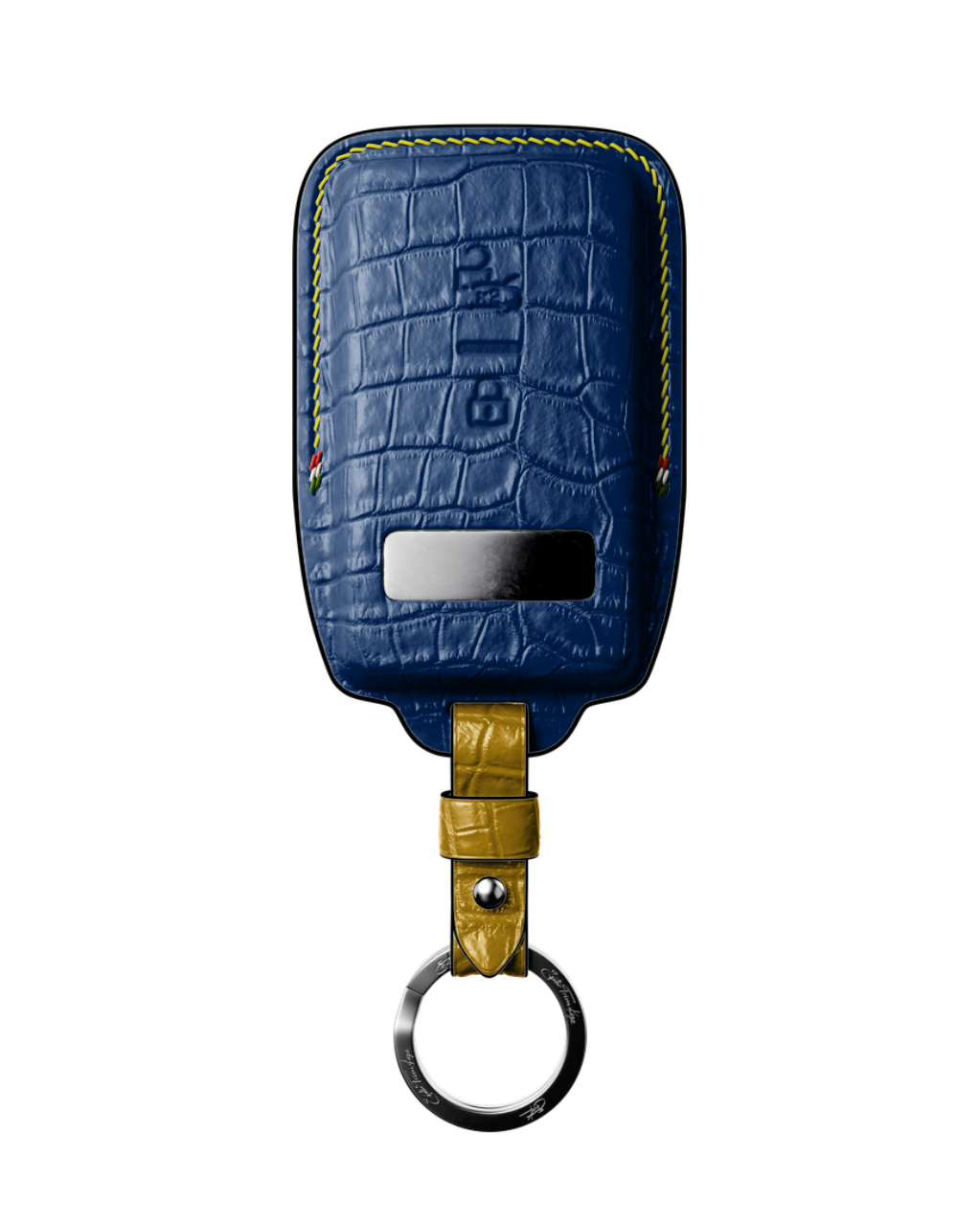 ETK BESPOKE NAVY BLUE CROCODILE KEY COVER FOR FERRARI — THREE-TONE DETAILS
