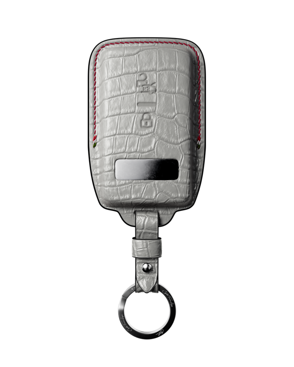 ETK BESPOKE PEARL WHITE CROCODILE KEY COVER FOR FERRARI — BORDEAUX & BLACK DETAILS