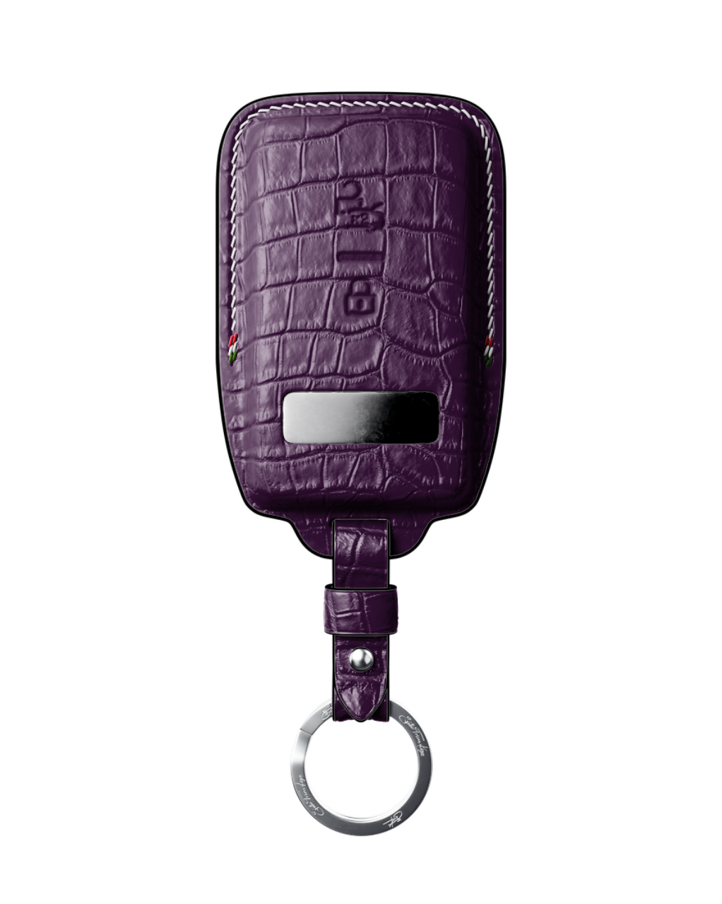 ETK BESPOKE PURPLE CROCODILE KEY COVER FOR FERRARI — WHITE & BLACK DETAILS