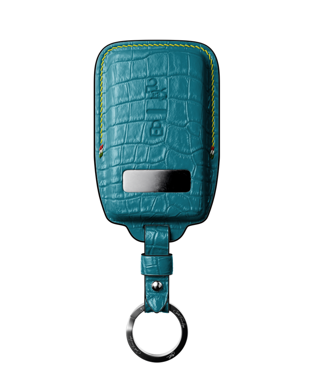 ETK BESPOKE TURQUOISE CROCODILE KEY COVER FOR FERRARI — THREE-TONE DETAILS