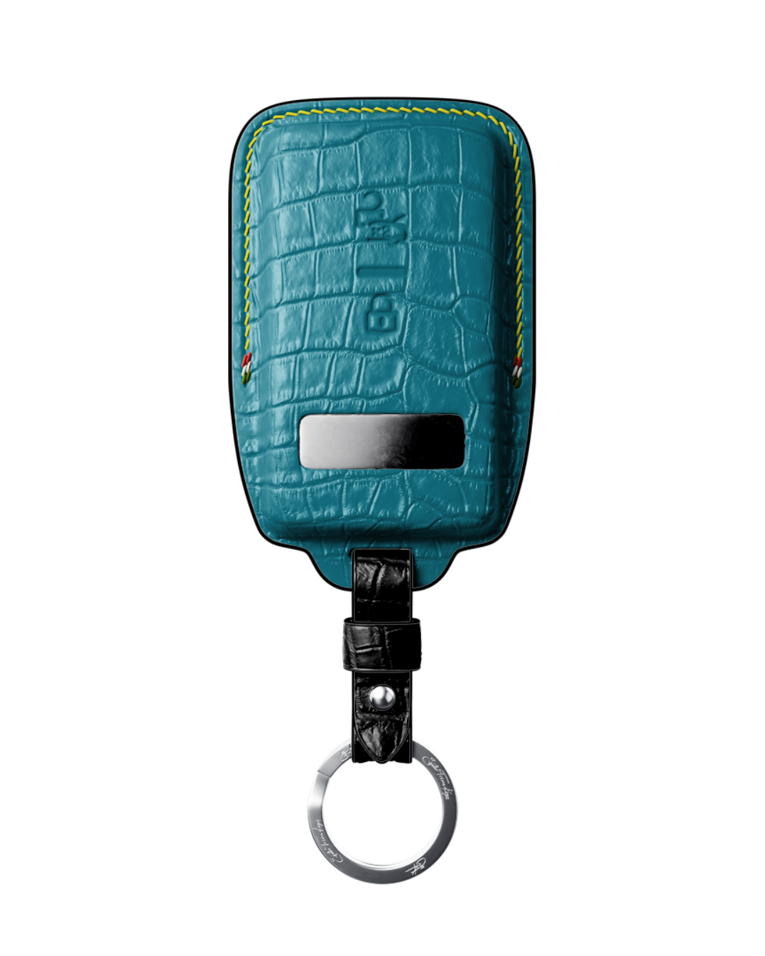 ETK BESPOKE TURQUOISE CROCODILE KEY COVER FOR FERRARI — RED & BLACK DETAILS