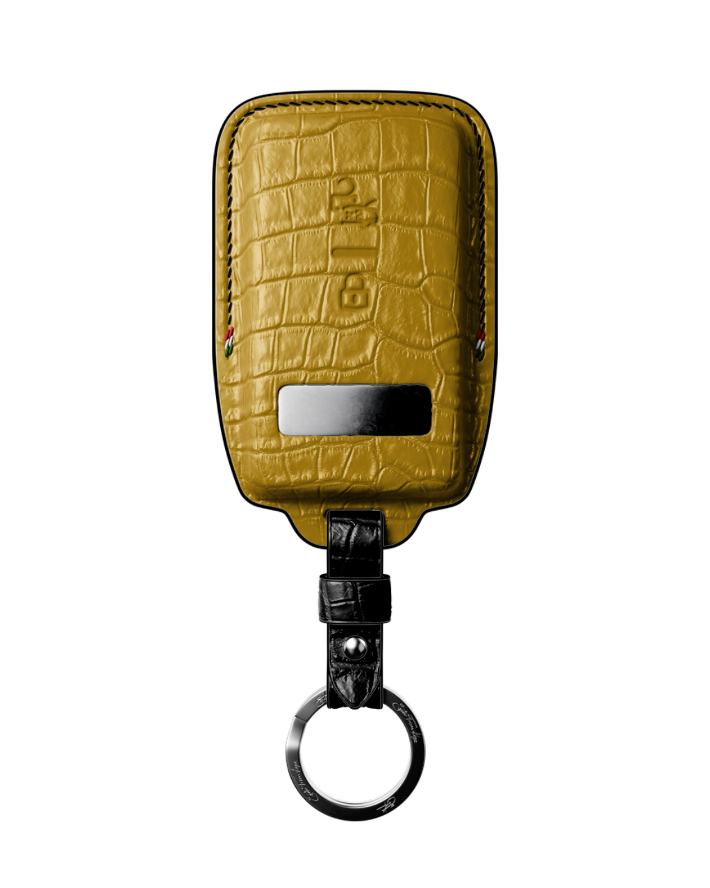 ETK BESPOKE YELLOW CROCODILE KEY COVER FOR FERRARI — BLACK DETAILS