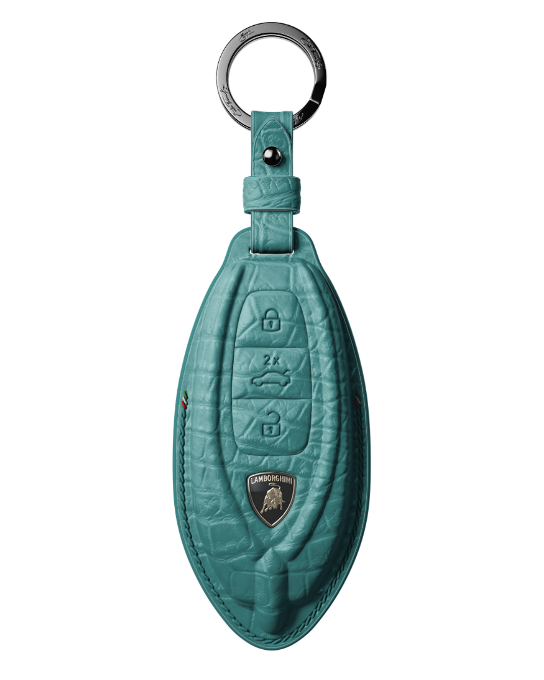 ETK BESPOKE GENUINE CROCODILE KEY COVER FOR LAMBORGHINI TYPE II — CLASSIC ITALIAN TRICOLORE SPECIFICATION
