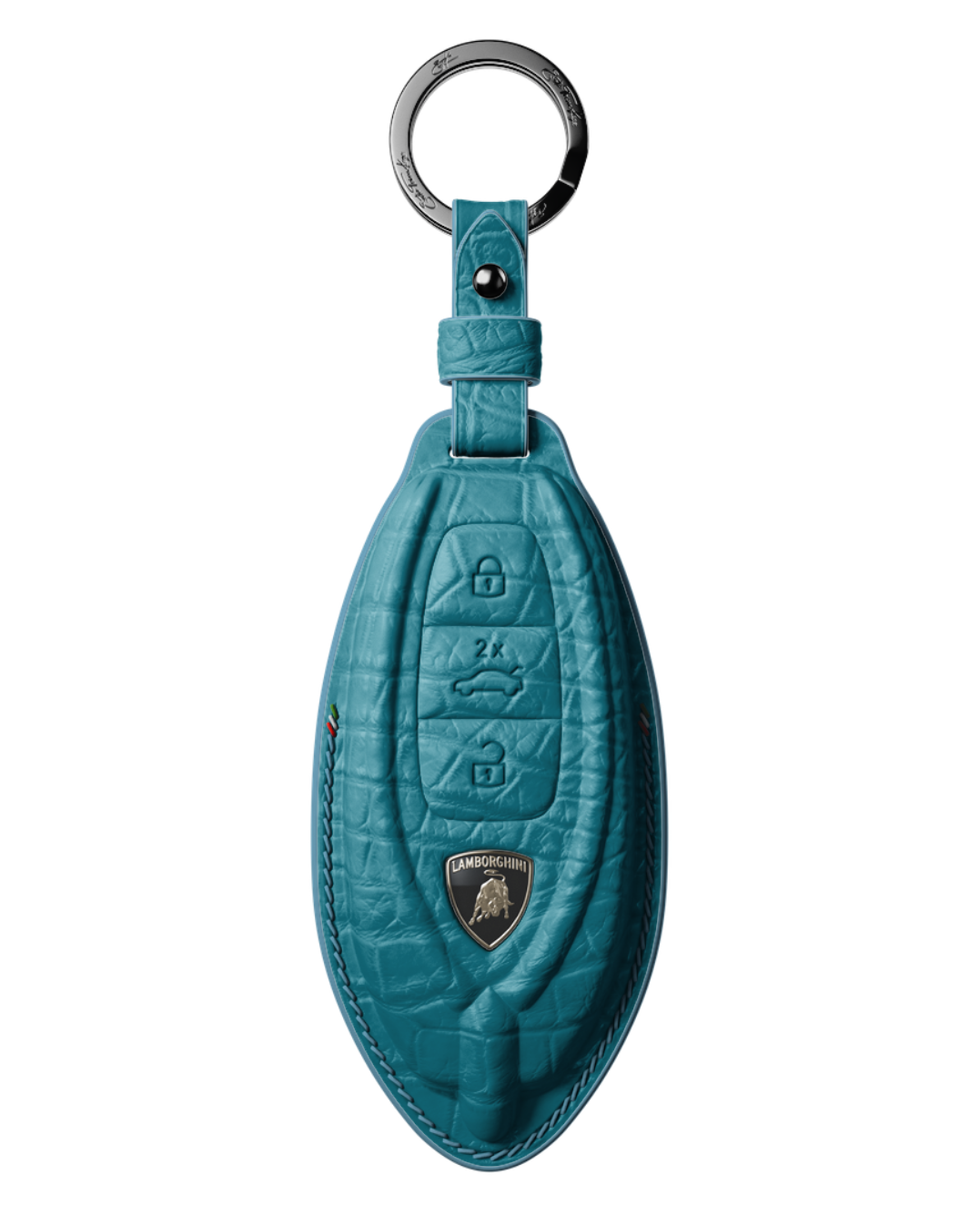 ETK BESPOKE GENUINE CROCODILE KEY COVER FOR LAMBORGHINI TYPE II — CLASSIC ITALIAN TRICOLORE SPECIFICATION