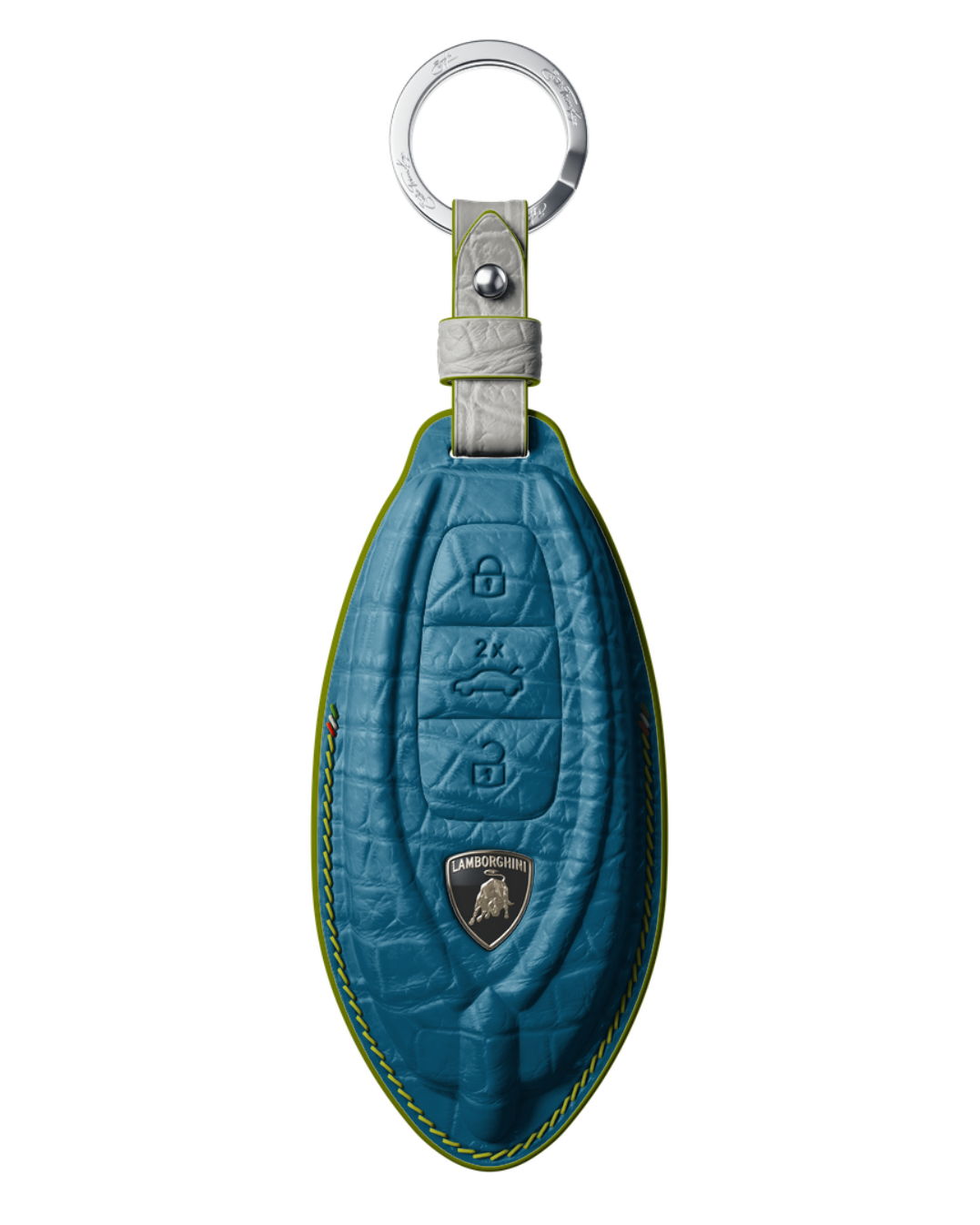 ETK BESPOKE AQUA BLUE CROCODILE KEY COVER FOR LAMBORGHINI — THREE-TONE DETAILS