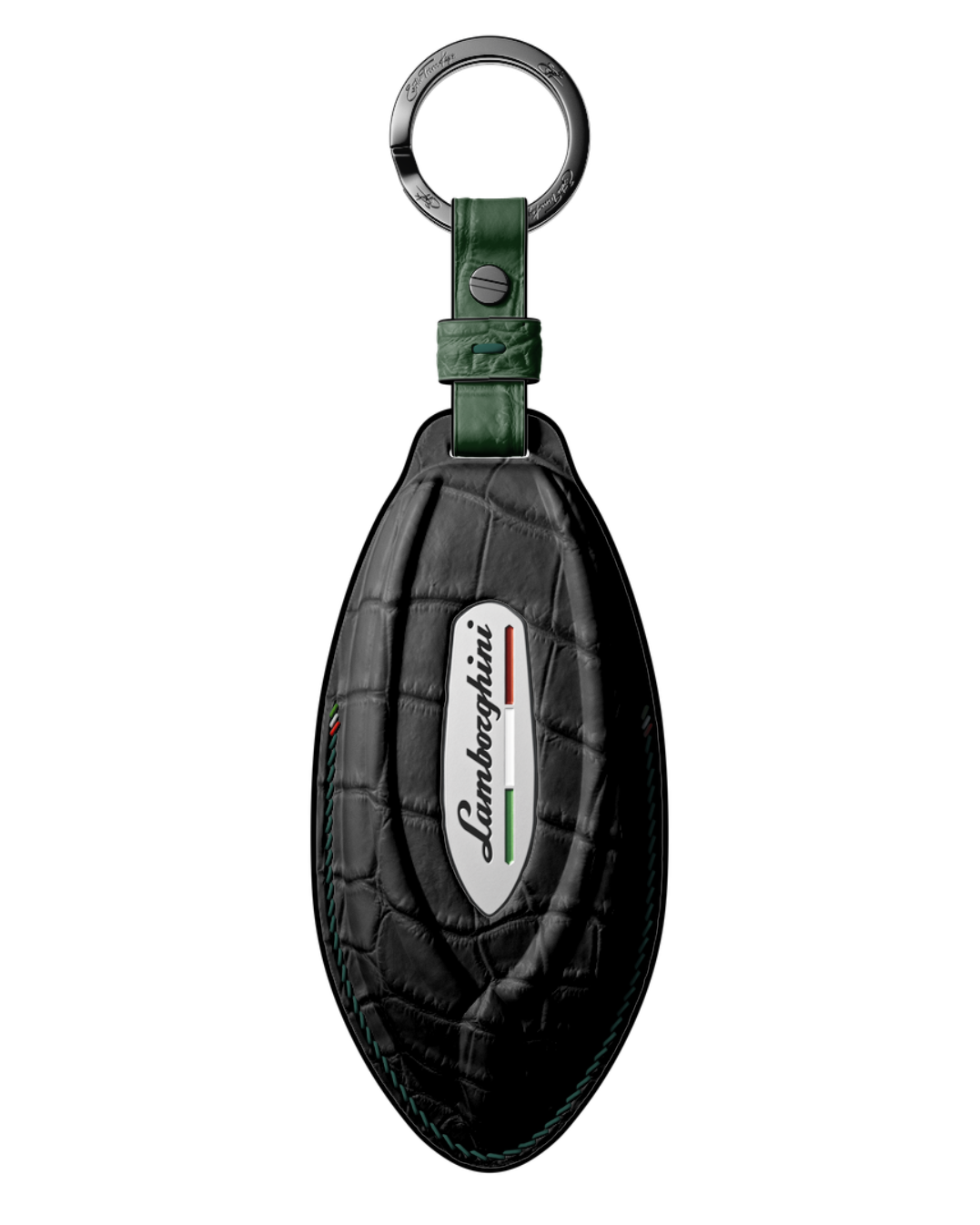 ETK BESPOKE BLACK CROCODILE KEY COVER FOR LAMBORGHINI — MALACHITE & DARK GREEN DETAILS