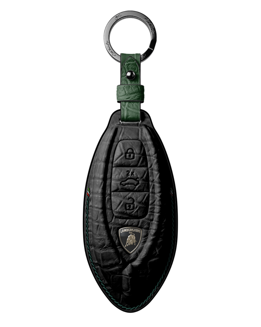 ETK BESPOKE BLACK CROCODILE KEY COVER FOR LAMBORGHINI — MALACHITE & DARK GREEN DETAILS