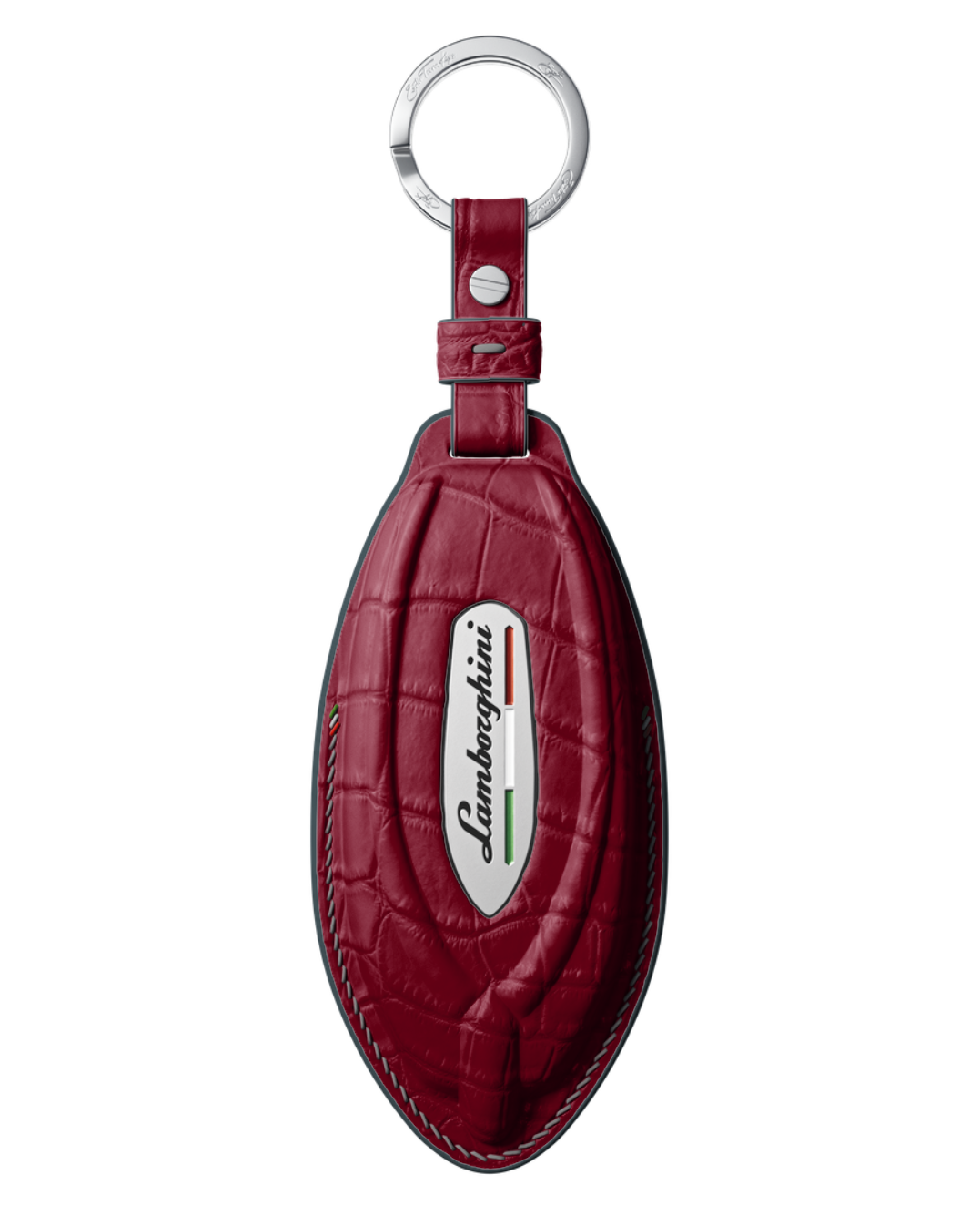 ETK BESPOKE BORDEAUX CROCODILE KEY COVER FOR LAMBORGHINI — SILVER & GREY BLUE DETAILS