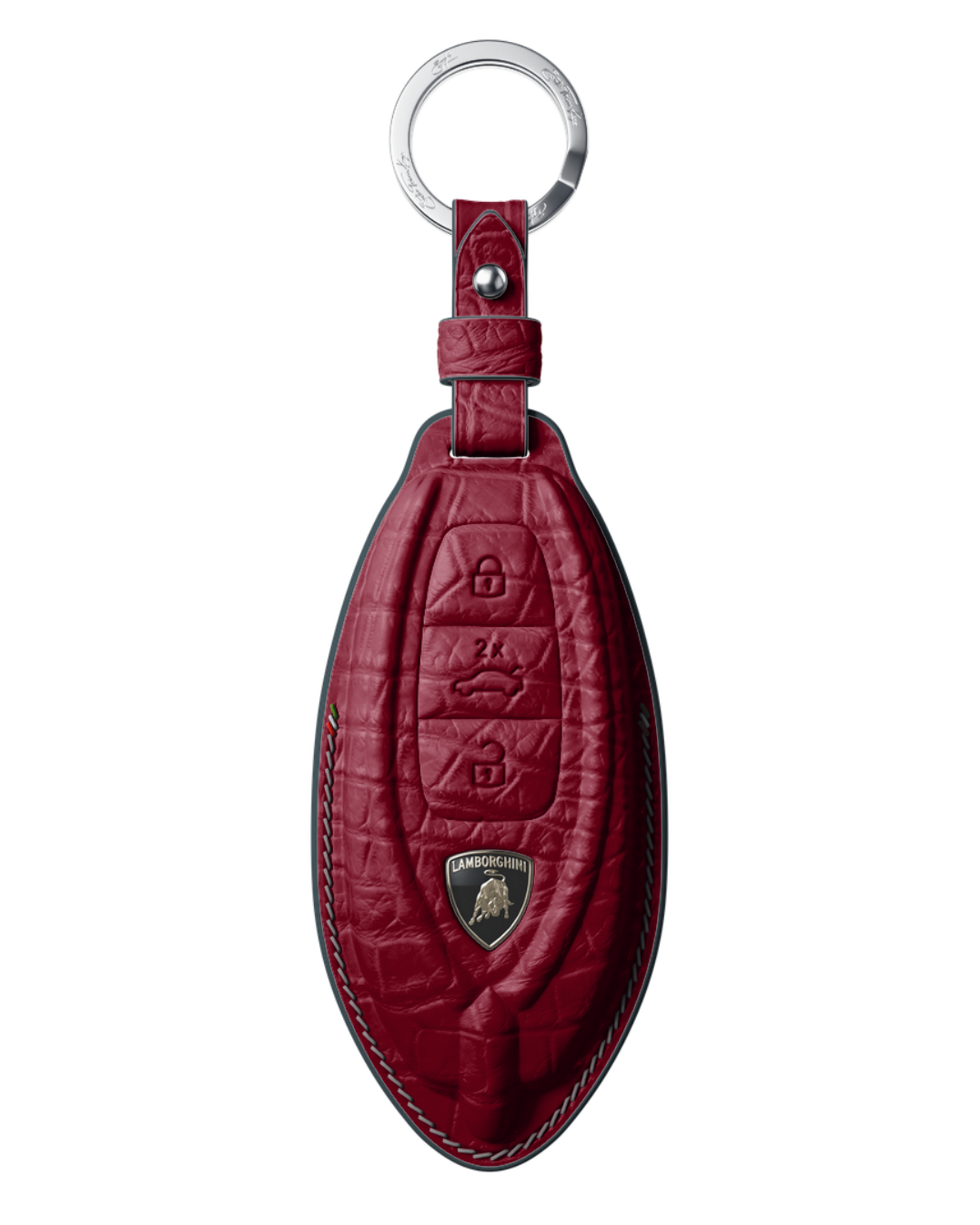 ETK BESPOKE BORDEAUX CROCODILE KEY COVER FOR LAMBORGHINI — SILVER & GREY BLUE DETAILS