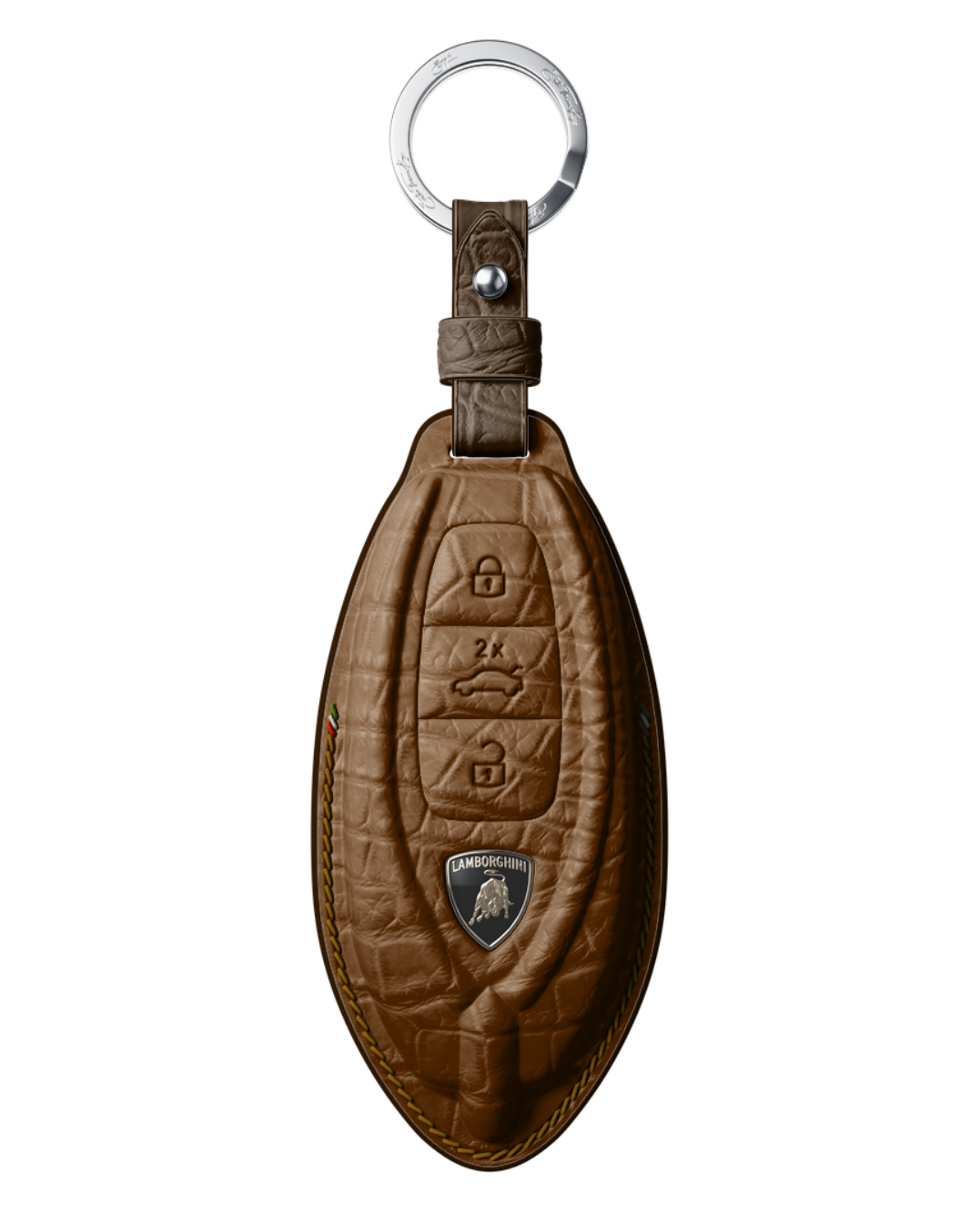 ETK BESPOKE BROWN CROCODILE KEY COVER FOR LAMBORGHINI — THREE-TONE DETAILS