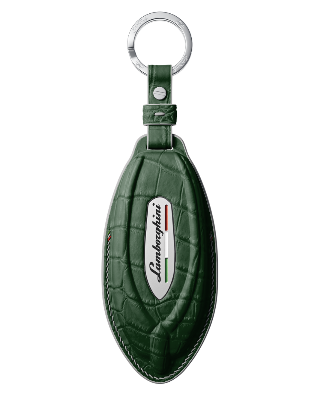 ETK BESPOKE DARK GREEN CROCODILE KEY COVER FOR LAMBORGHINI — WHITE DETAILS