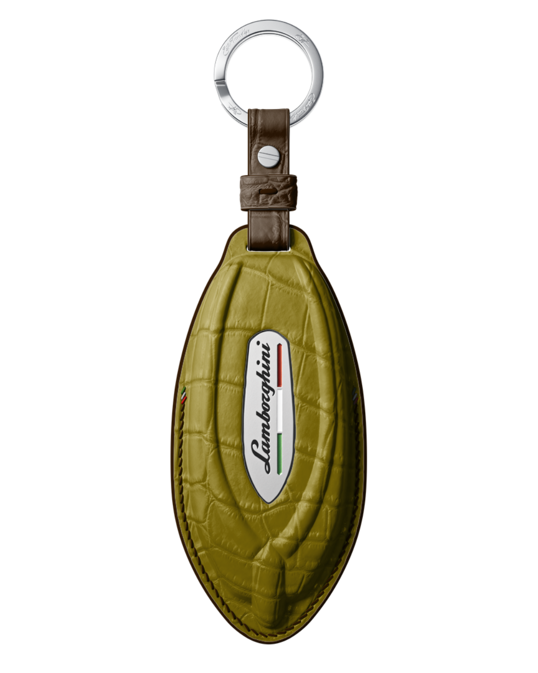 ETK BESPOKE GOLD CROCODILE KEY COVER FOR LAMBORGHINI — COFFEE & DARK BROWN DETAILS