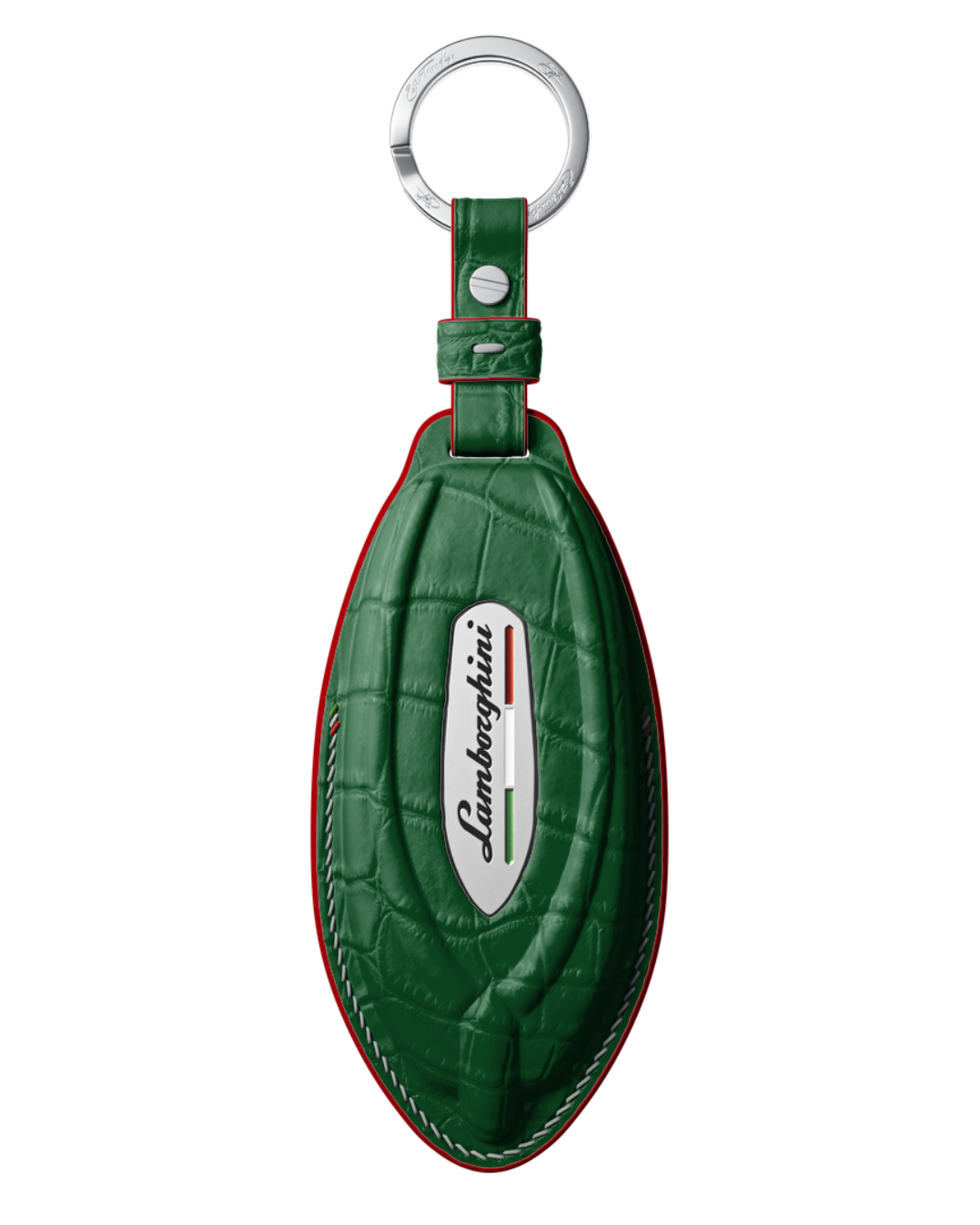 ETK BESPOKE GREEN CROCODILE KEY COVER FOR LAMBORGHINI — WHITE & RED DETAILS