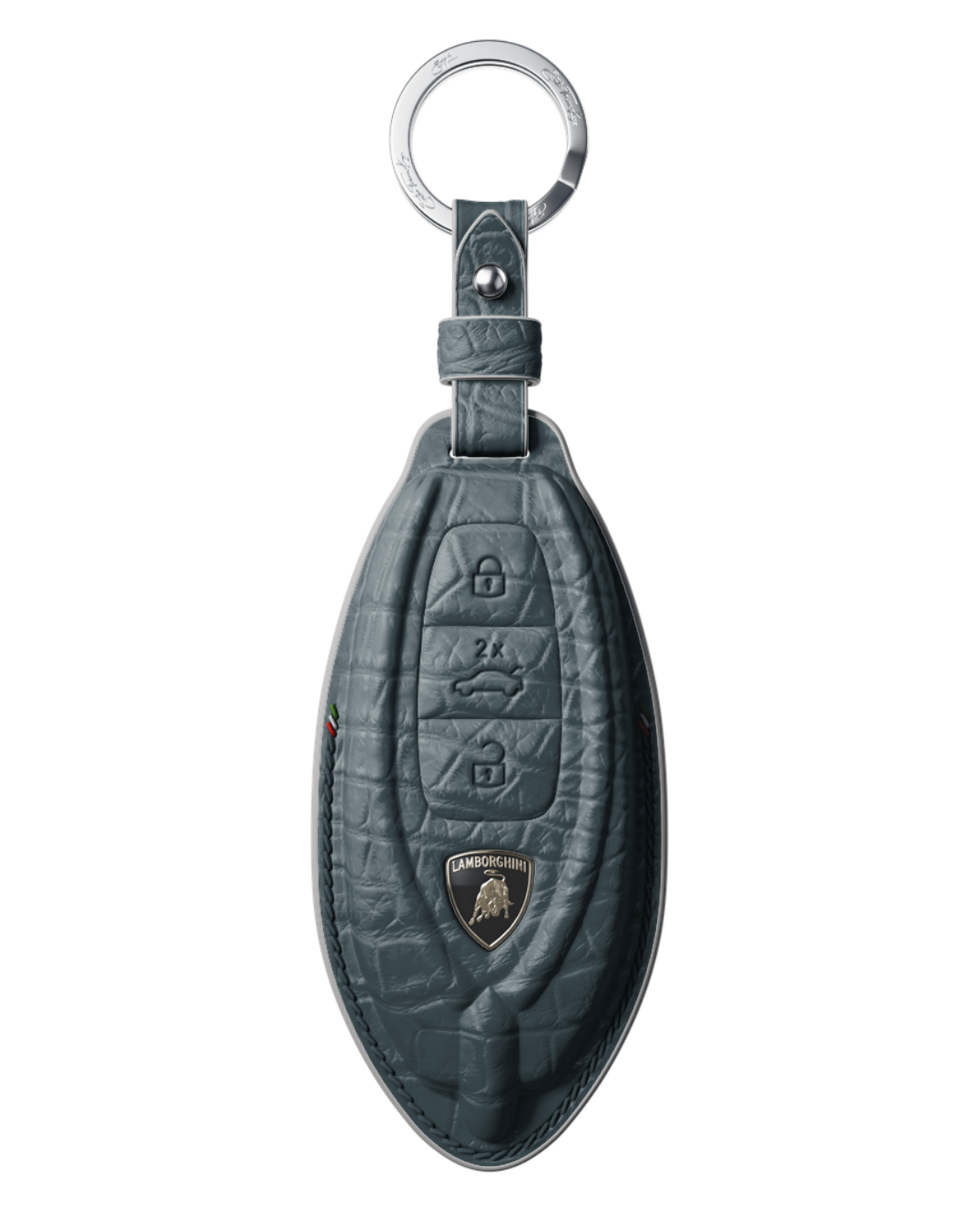 ETK BESPOKE GREY BLUE CROCODILE KEY COVER FOR LAMBORGHINI — STONE BLUE & WHITE DETAILS