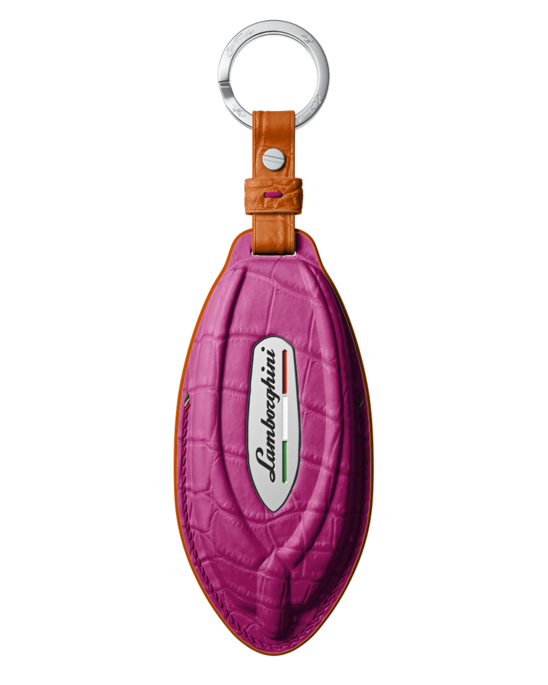 ETK BESPOKE HOT PINK CROCODILE KEY COVER FOR LAMBORGHINI — ORANGE DETAILS