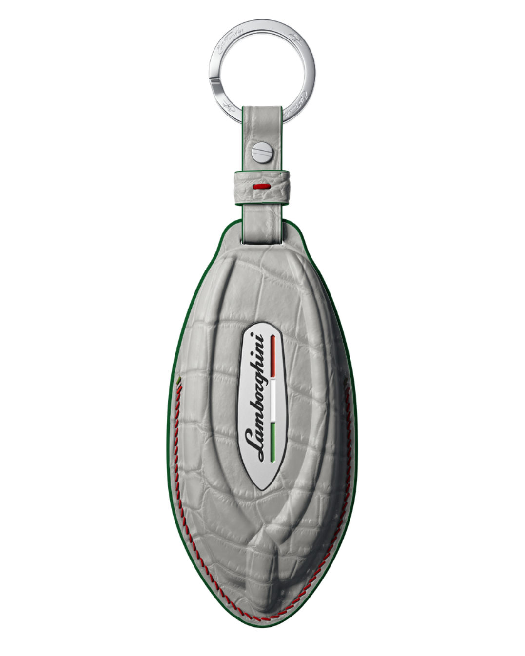 ETK BESPOKE PEARL WHITE CROCODILE KEY COVER FOR LAMBORGHINI — RED & GREEN DETAILS
