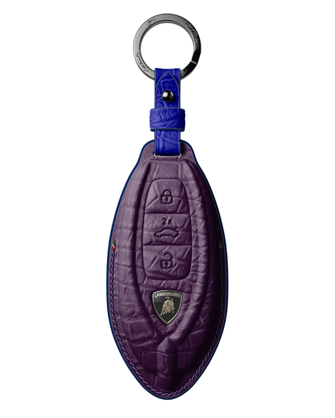 ETK BESPOKE PURPLE CROCODILE KEY COVER FOR LAMBORGHINI — THREE-TONE DETAILS