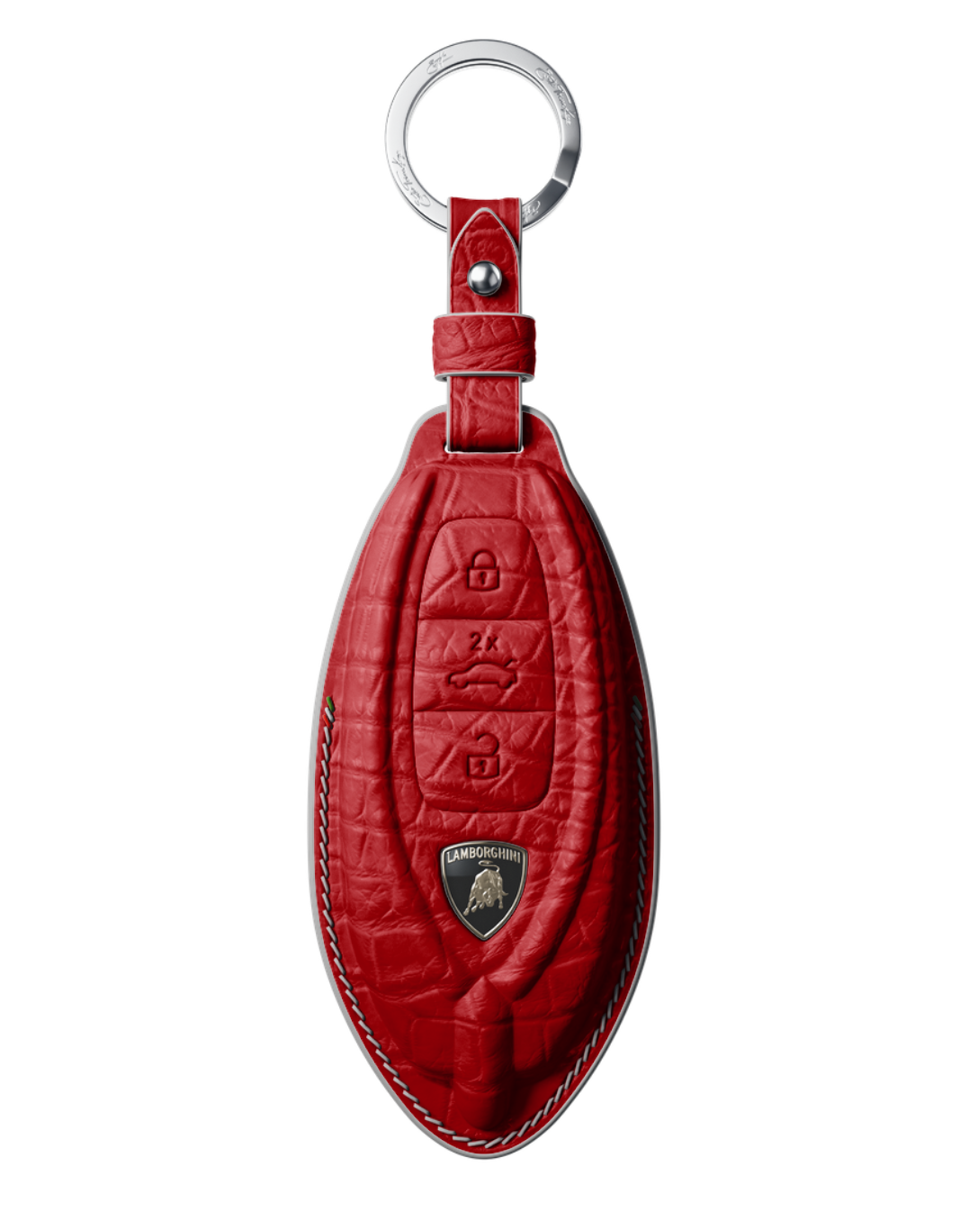 ETK BESPOKE RED CROCODILE KEY COVER FOR LAMBORGHINI — WHITE DETAILS