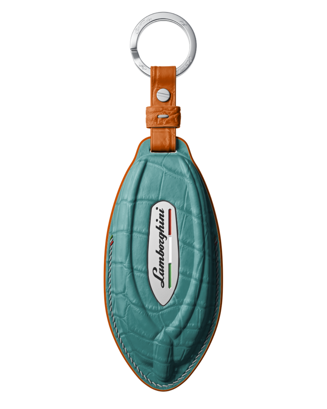 ETK BESPOKE TIFFANY CROCODILE KEY COVER FOR LAMBORGHINI — WHITE & ORANGE DETAILS