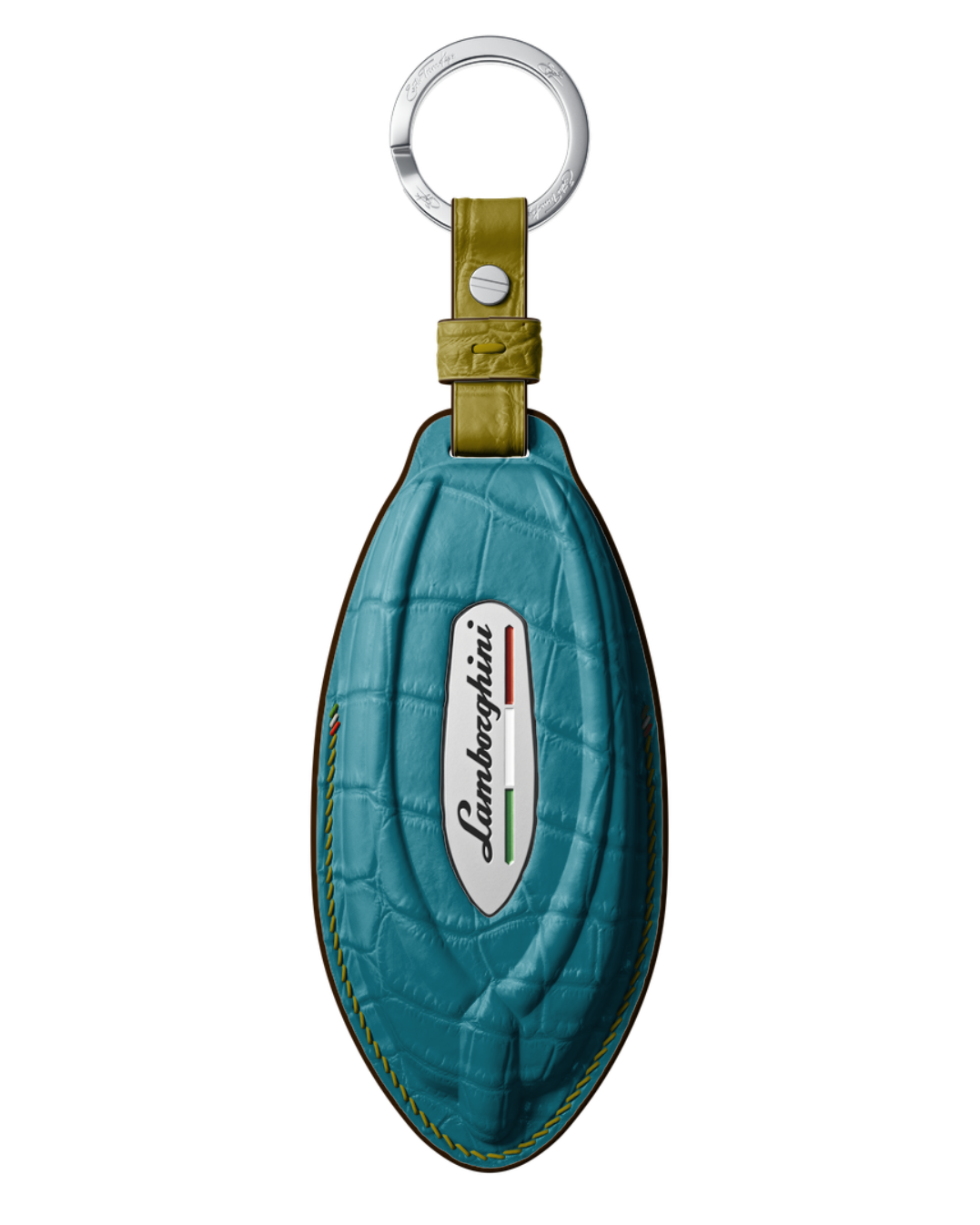 ETK BESPOKE TURQUOISE CROCODILE KEY COVER FOR LAMBORGHINI — GOLD & COFFEE DETAILS