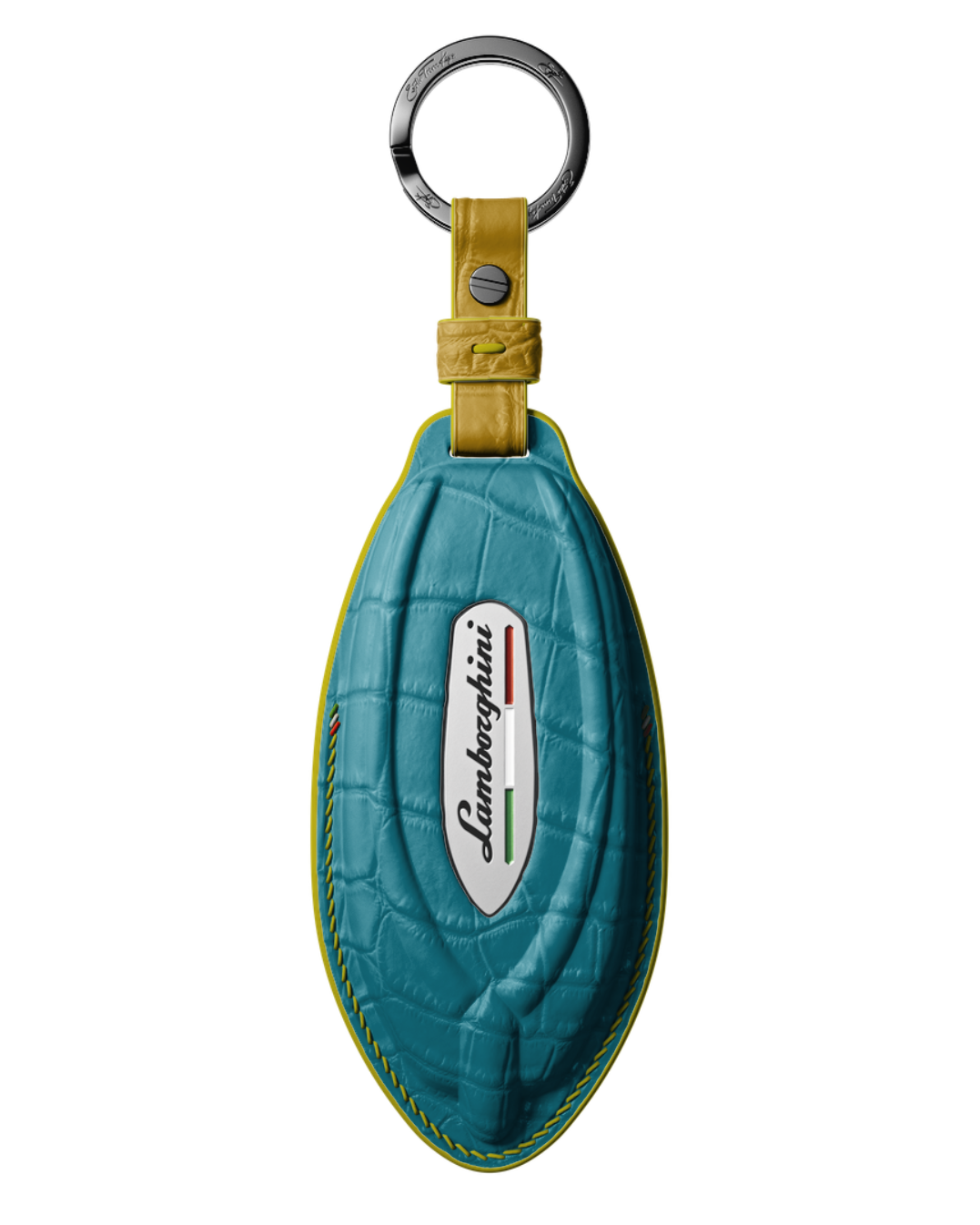 ETK BESPOKE TURQUOISE CROCODILE KEY COVER FOR LAMBORGHINI — YELLOW DETAILS