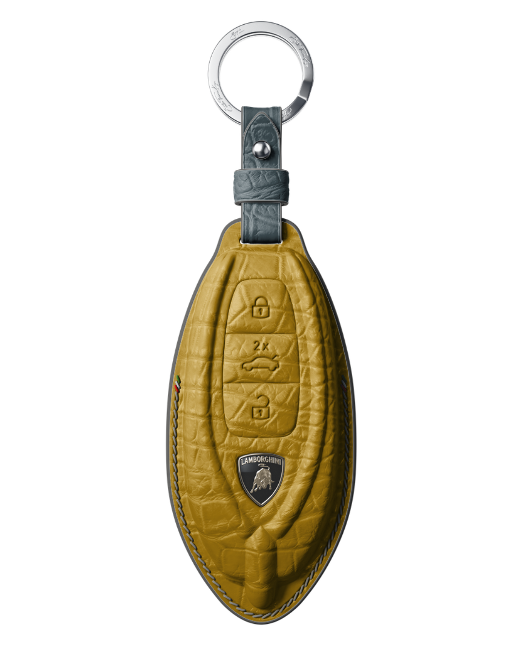 ETK BESPOKE YELLOW CROCODILE KEY COVER FOR LAMBORGHINI — THREE-TONE DETAILS
