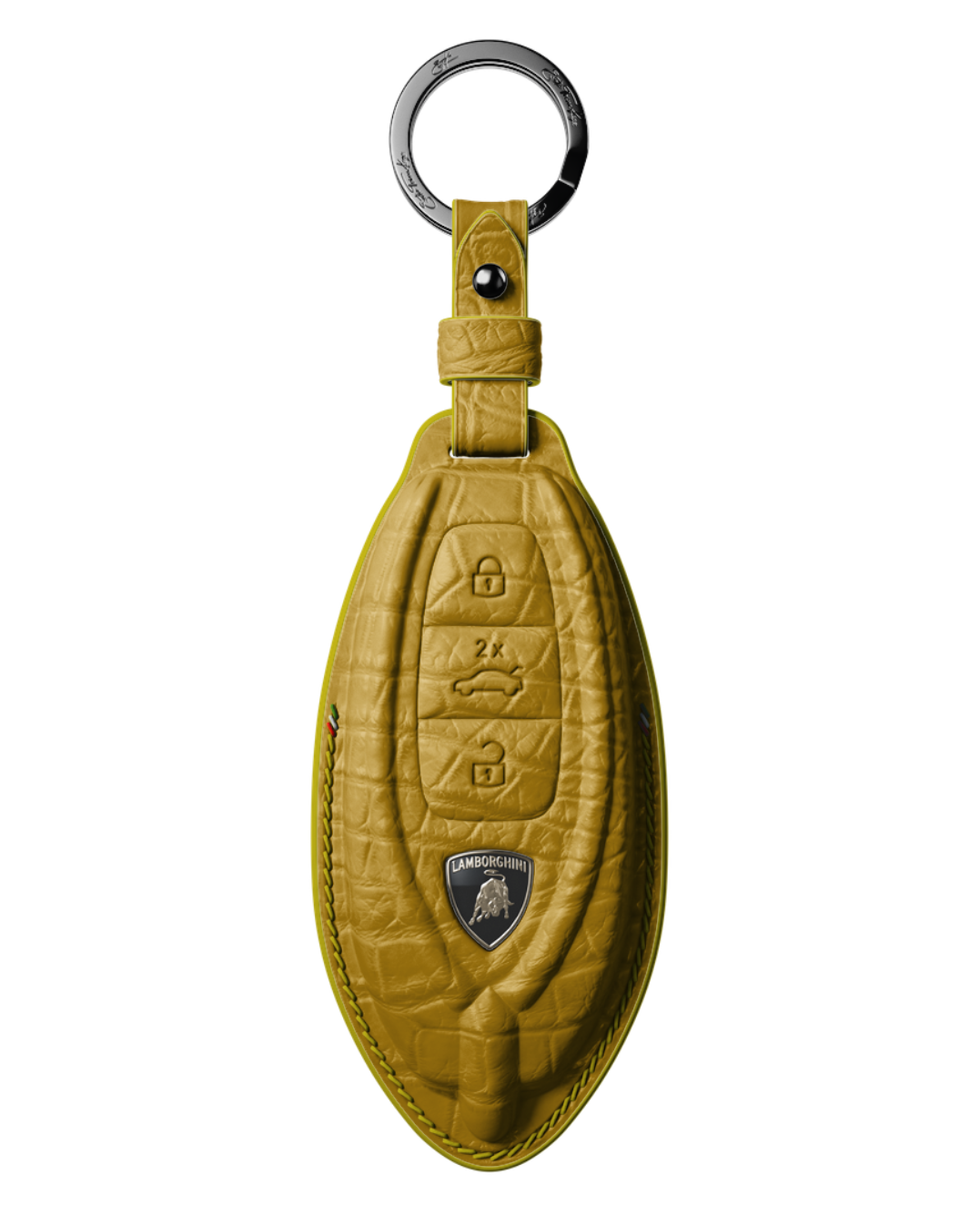 ETK BESPOKE GENUINE CROCODILE KEY COVER FOR LAMBORGHINI TYPE II — CLASSIC ITALIAN TRICOLORE SPECIFICATION