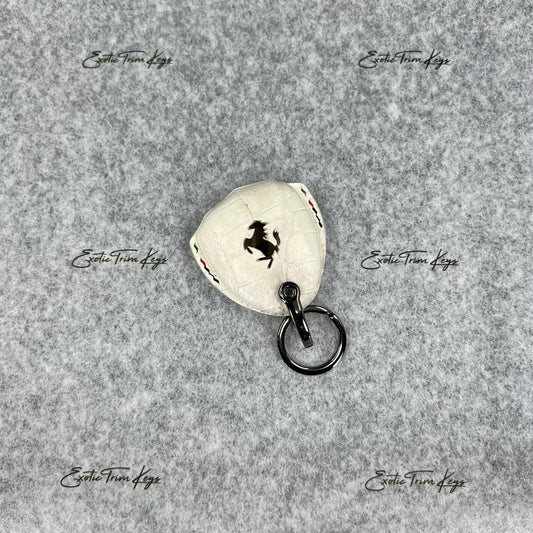 Ferrari Key Cover - White Himalayan Crocodile Leather / Custom Stitching - IN STOCK